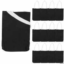 10" x 12" Medium Black Canvas Tote Bags - 12 Pc.