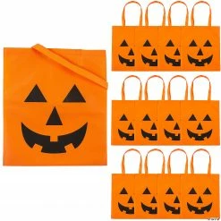 15" x 16 1/2" Large Jack-O’-Lantern Tote Bags - 12 Pc.