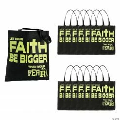15" x 17" Large Nonwoven Glow-in-the-Dark Faith Over Fear Tote Bags - 12 Pc.