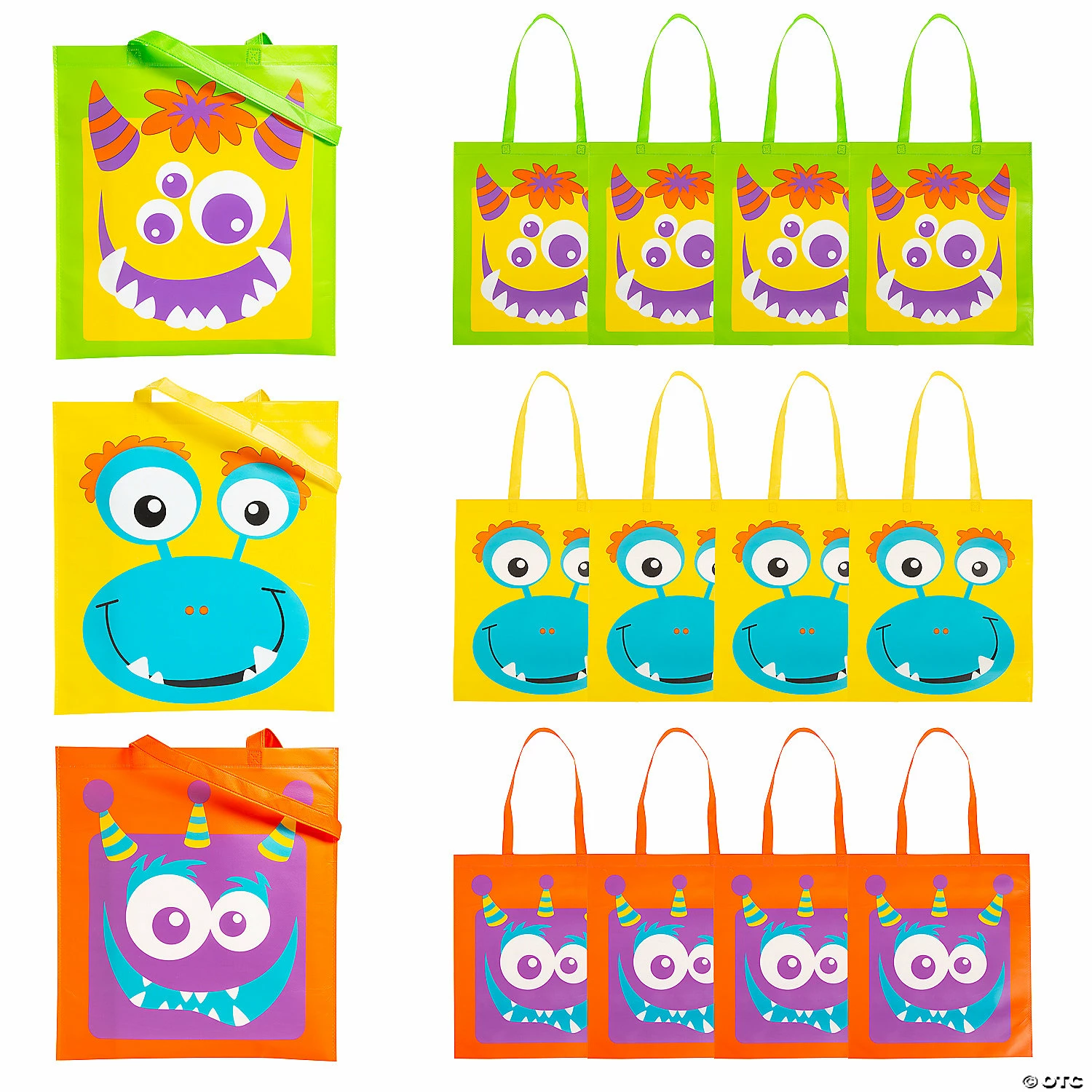 15" x 17" Large Nonwoven Monster Face Tote Bags - 12 Pc. 1 15" x 17" Large Nonwoven Monster Face Tote Bags - 12 Pc.