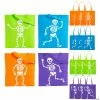15" x 17" Large Nonwoven Neon Skeleton Tote Bags - 12 Pc.