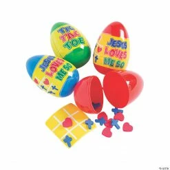 3" Religious Tic-Tac-Toe Game-Filled Plastic Easter Eggs - 12 Pc.
