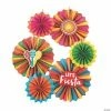 8" - 12" Fiesta Paper Hanging Paper Fans - 6 Pc.