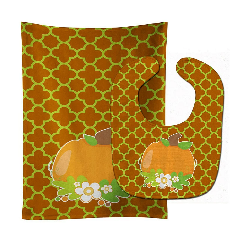 Caroline's Treasures Fall Pumpkin Orange Quatrfoil Baby Bib & Burp Cloth, 11 x 18, 1 Caroline's Treasures Fall Pumpkin Orange Quatrfoil Baby Bib & Burp Cloth, 11 x 18,