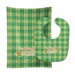 Caroline's Treasures Fall Pumpkin Spice Gingham Baby Bib & Burp Cloth, 11 x 18,