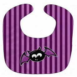Caroline's Treasures, Halloween, Halloween Bat Purple Stripes Baby Bib, 10 x 13,
