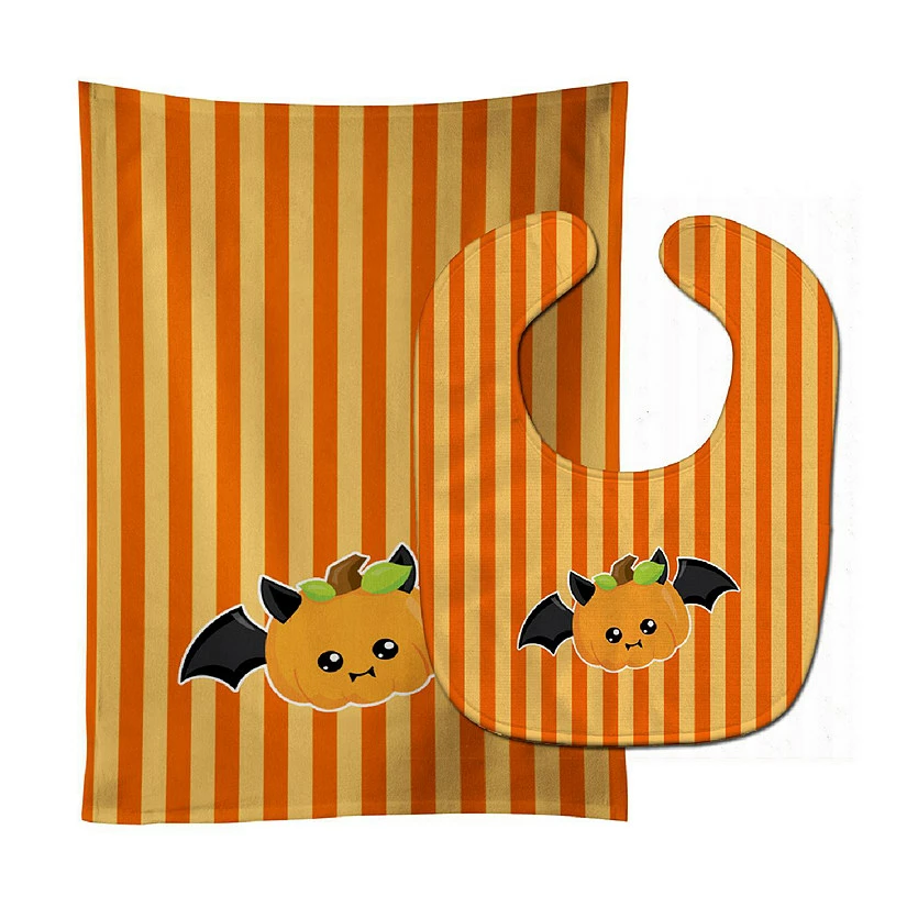 Caroline's Treasures, Halloween, Halloween Pumpkin Bat Baby Bib & Burp Cloth, 11 x 18, 1 Caroline's Treasures, Halloween, Halloween Pumpkin Bat Baby Bib & Burp Cloth, 11 x 18,