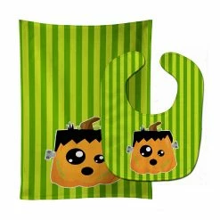 Caroline's Treasures, Halloween, Halloween Pumpkin Frankenstein Baby Bib & Burp Cloth, 11 x 18,