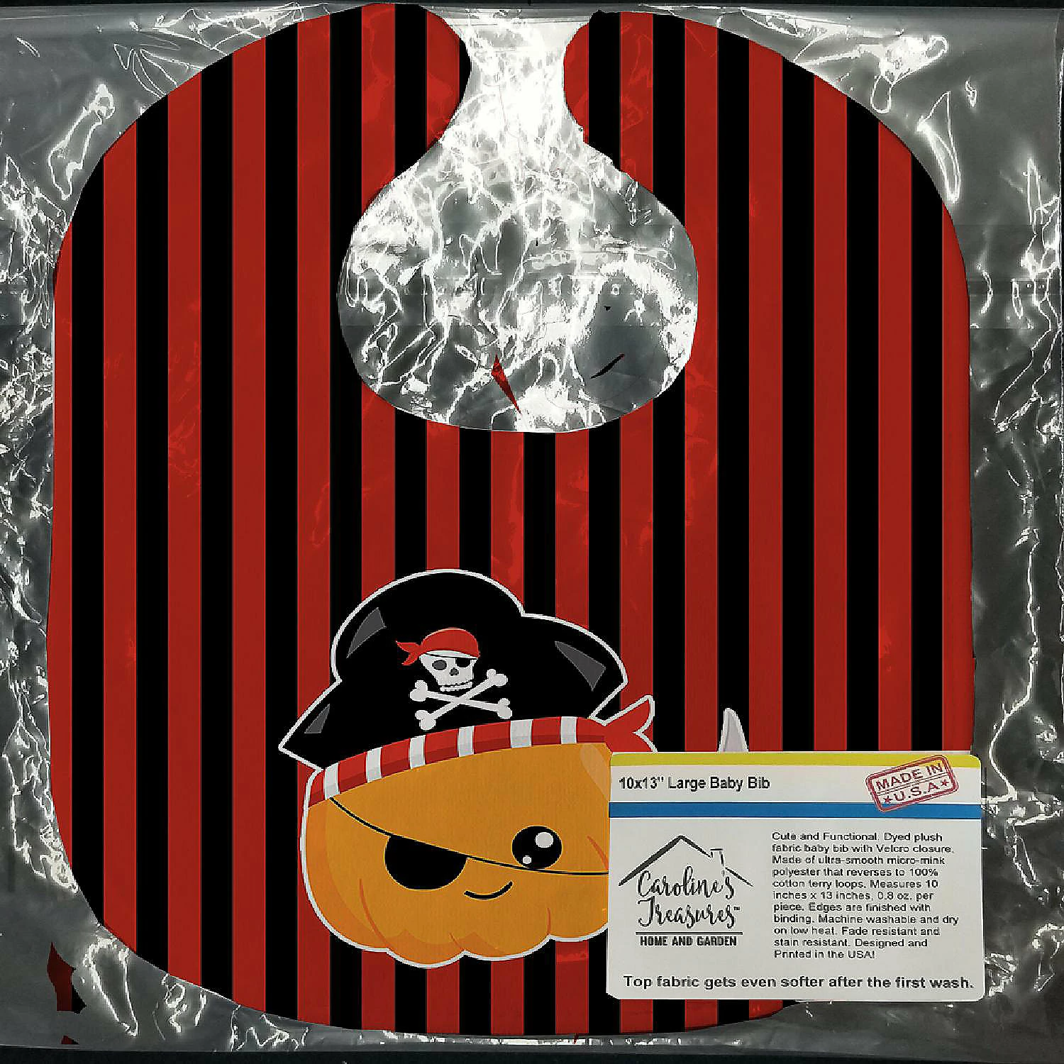 Caroline's Treasures, Halloween, Halloween Pumpkin Pirate Baby Bib, 10 x 13, 2 Caroline's Treasures, Halloween, Halloween Pumpkin Pirate Baby Bib, 10 x 13, - Image 2