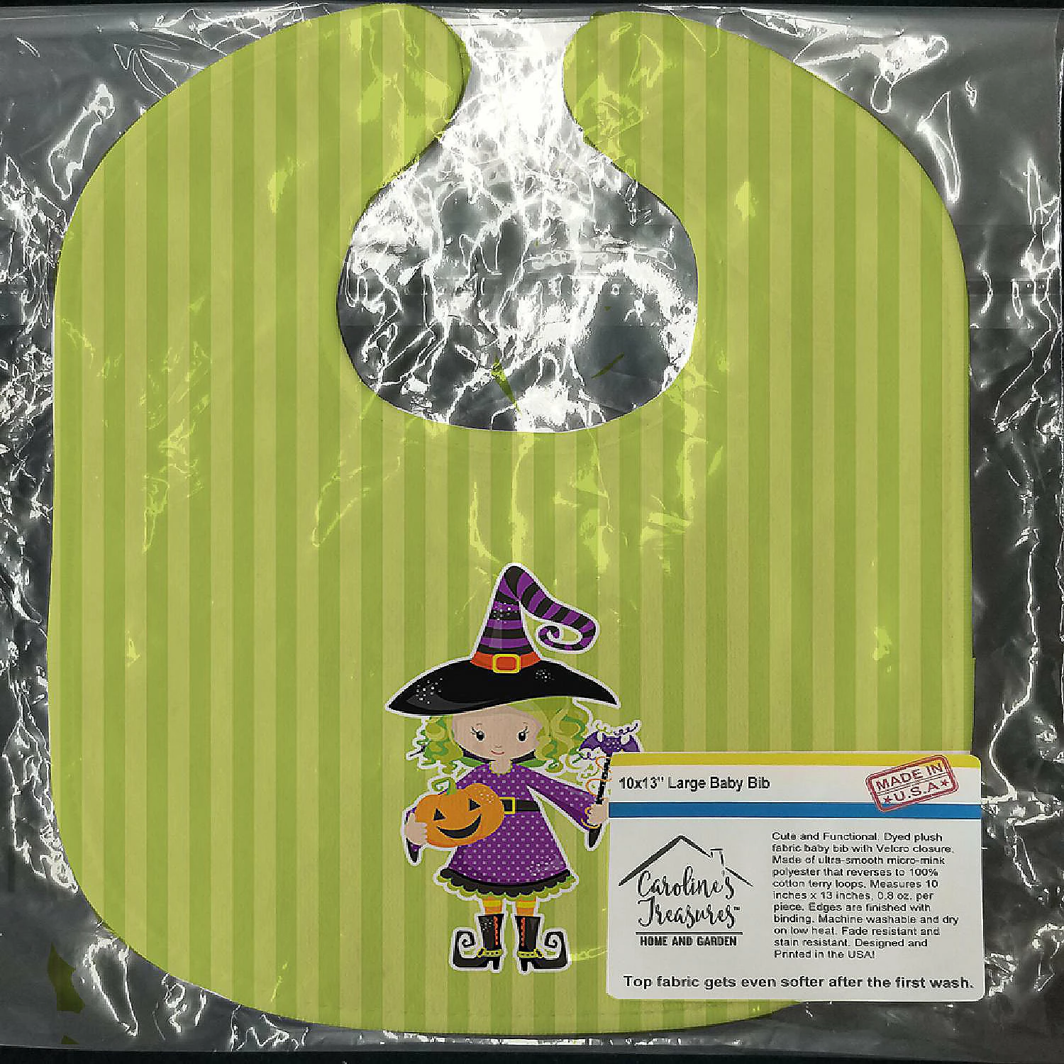 Caroline's Treasures, Halloween, Halloween Witch #2 Baby Bib, 10 x 13, 2 Caroline's Treasures, Halloween, Halloween Witch #2 Baby Bib, 10 x 13, - Image 2