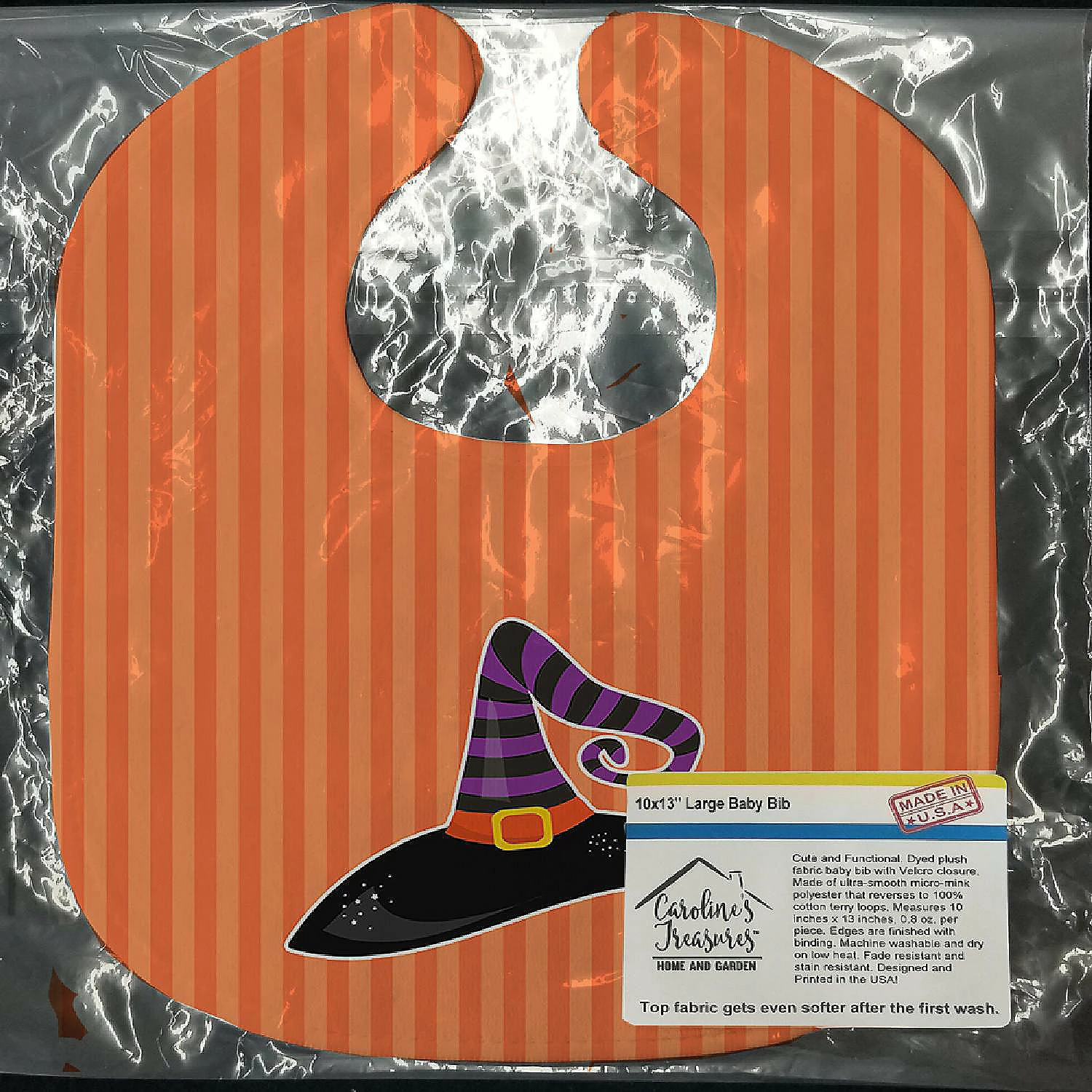 Caroline's Treasures, Halloween, Halloween Witch's Hat #2 Baby Bib, 10 x 13, 2 Caroline's Treasures, Halloween, Halloween Witch's Hat #2 Baby Bib, 10 x 13, - Image 2