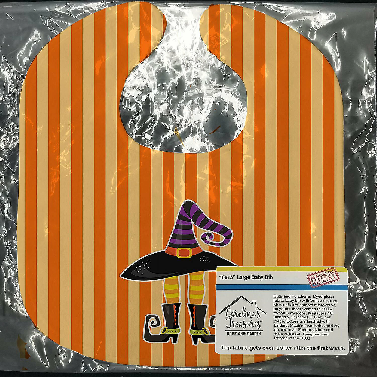 Caroline's Treasures, Halloween, Halloween Witch's Hat and Legs Baby Bib, 10 x 13, 2 Caroline's Treasures, Halloween, Halloween Witch's Hat and Legs Baby Bib, 10 x 13, - Image 2
