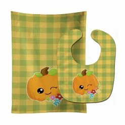 Caroline's Treasures Mr. Winky Pumpkin Baby Bib & Burp Cloth, 11 x 18,