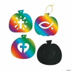Christian Pumpkin Magic Color Scratch Ornaments with Cutout - 24 Pc.