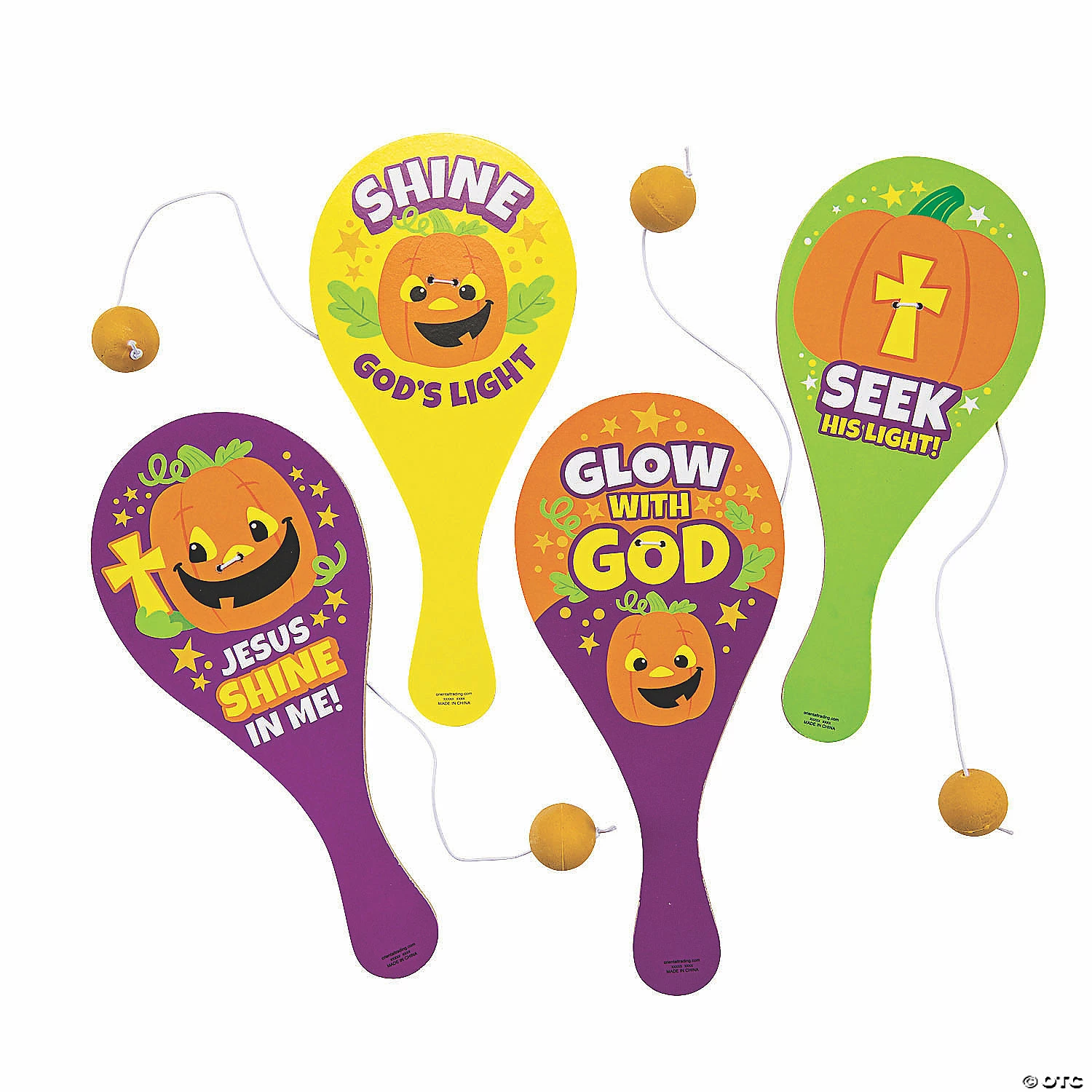 Christian Pumpkin Paddleball Games - 12 Pc. 1 Christian Pumpkin Paddleball Games - 12 Pc.