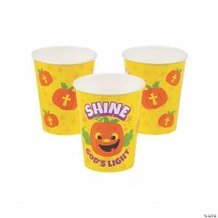 Christian Pumpkin Shine God's Light Paper Cups - 8 Ct.
