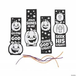 Color Your Own Christian Pumpkin Fuzzy Bookmarks - 12 Pc. -Halloween Costumes Trunk or Treat Shop color your own christian pumpkin fuzzy bookmarks 12 pc 13844207 a02