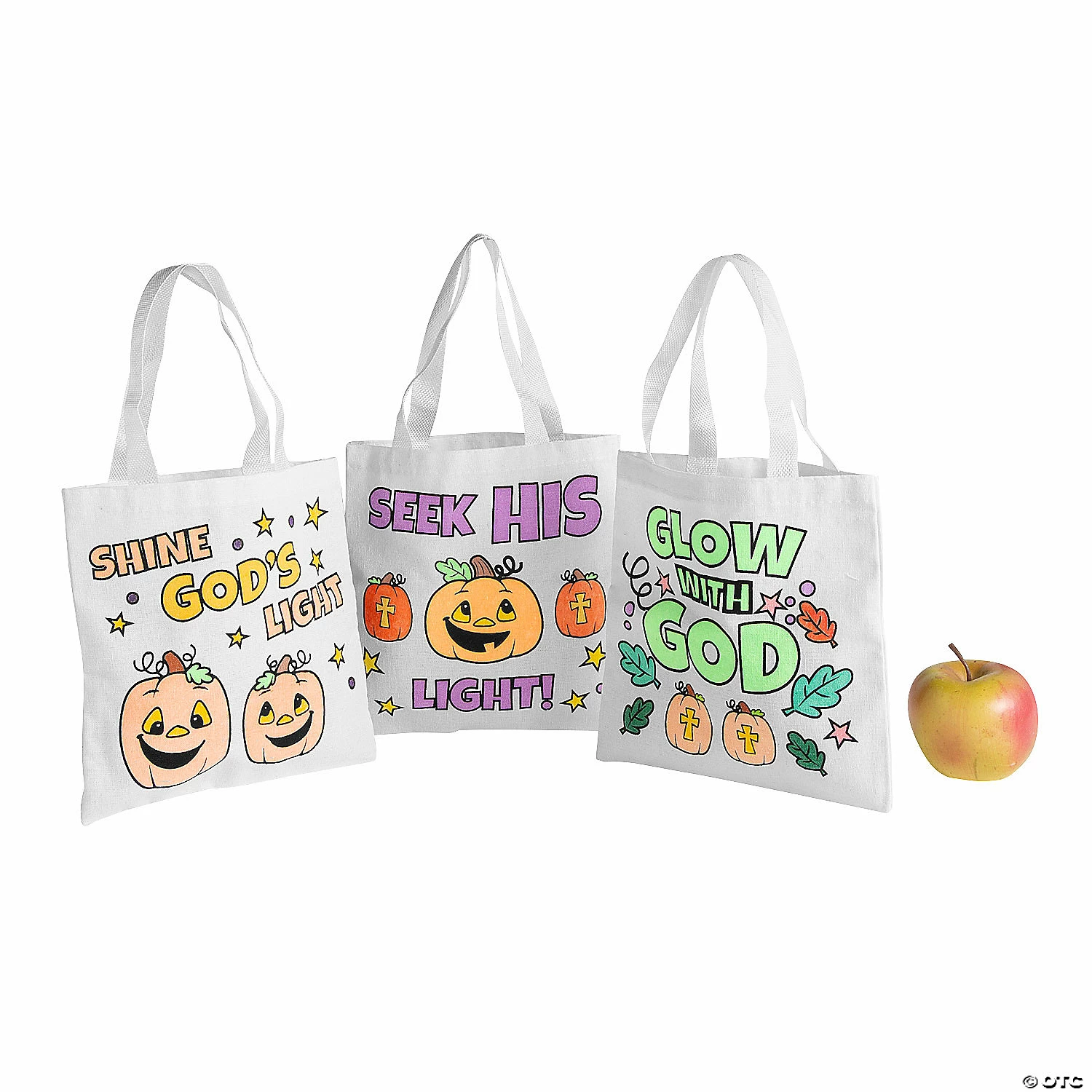 Color Your Own Mini Christian Pumpkin Canvas Tote Bags - 12 Pc. 2 Color Your Own Mini Christian Pumpkin Canvas Tote Bags - 12 Pc. - Image 2