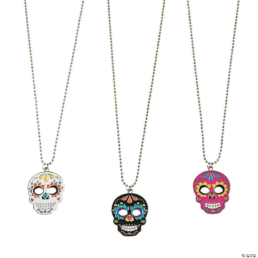 Day of the Dead Necklaces - 12 Pc. 1 Day of the Dead Necklaces - 12 Pc.
