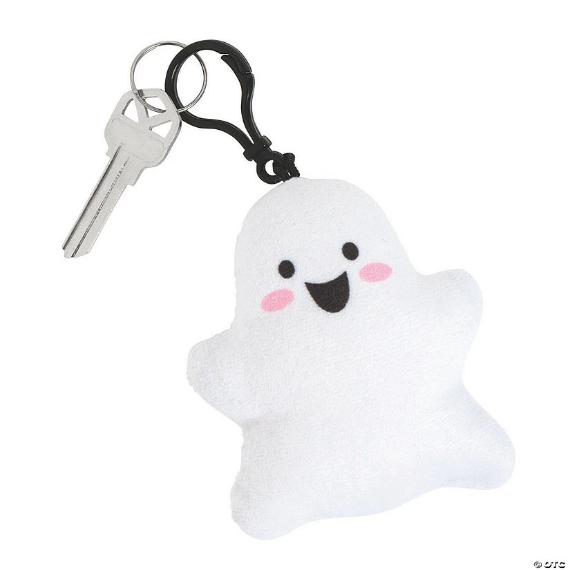 Ghost Plush Backpack Clip Keychains - 12 Pc. 1 Ghost Plush Backpack Clip Keychains - 12 Pc.