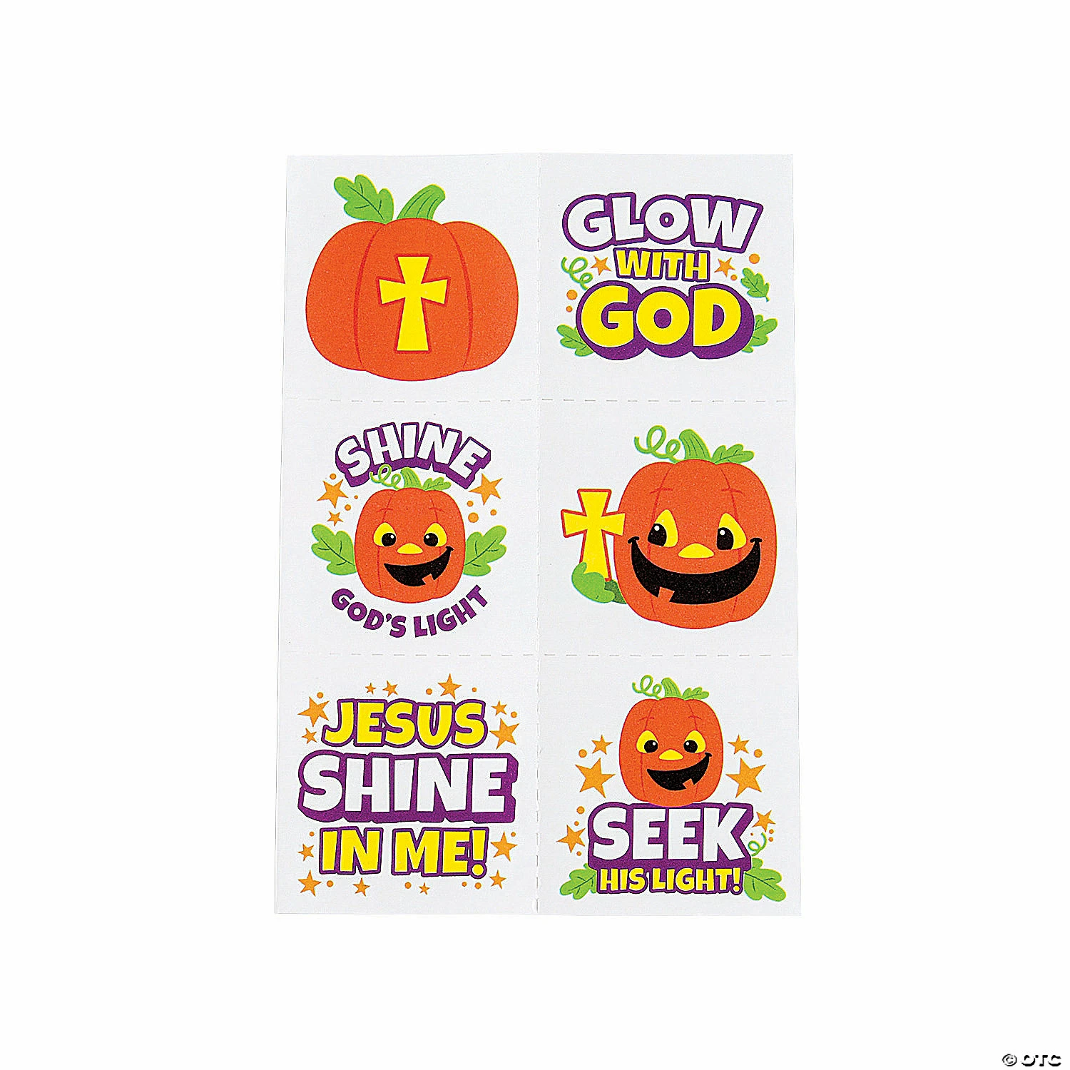Glow-in-the-Dark Christian Pumpkin Temporary Tattoos - 72 Pc. 2 Glow-in-the-Dark Christian Pumpkin Temporary Tattoos - 72 Pc. - Image 2