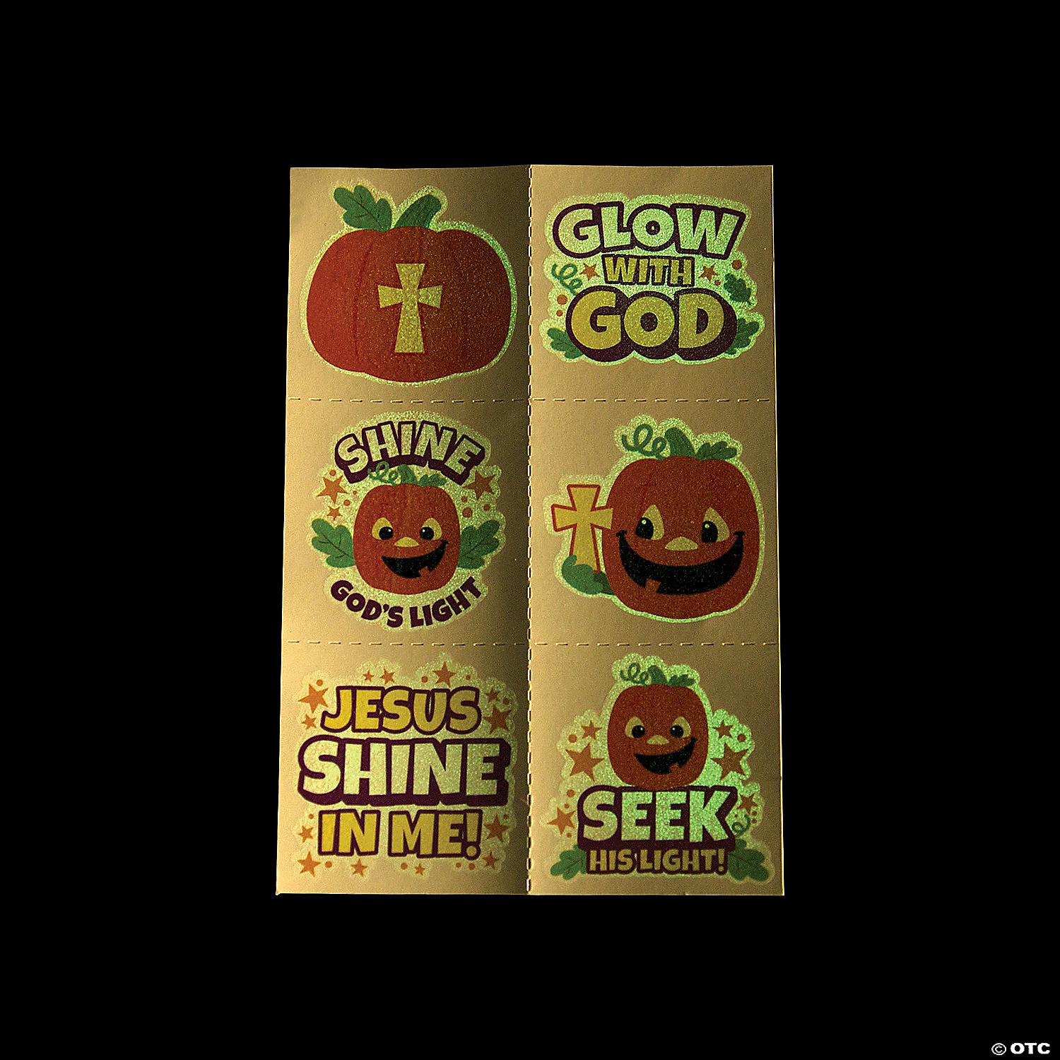 Glow-in-the-Dark Christian Pumpkin Temporary Tattoos - 72 Pc. 1 Glow-in-the-Dark Christian Pumpkin Temporary Tattoos - 72 Pc.