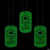 Glow-in-the-Dark God is Light Dog Tag Necklaces - 12 Pc.