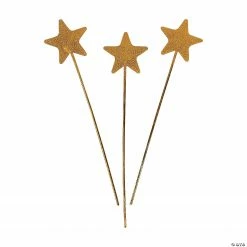 Gold Glittery Star Wands- 12 Pc.