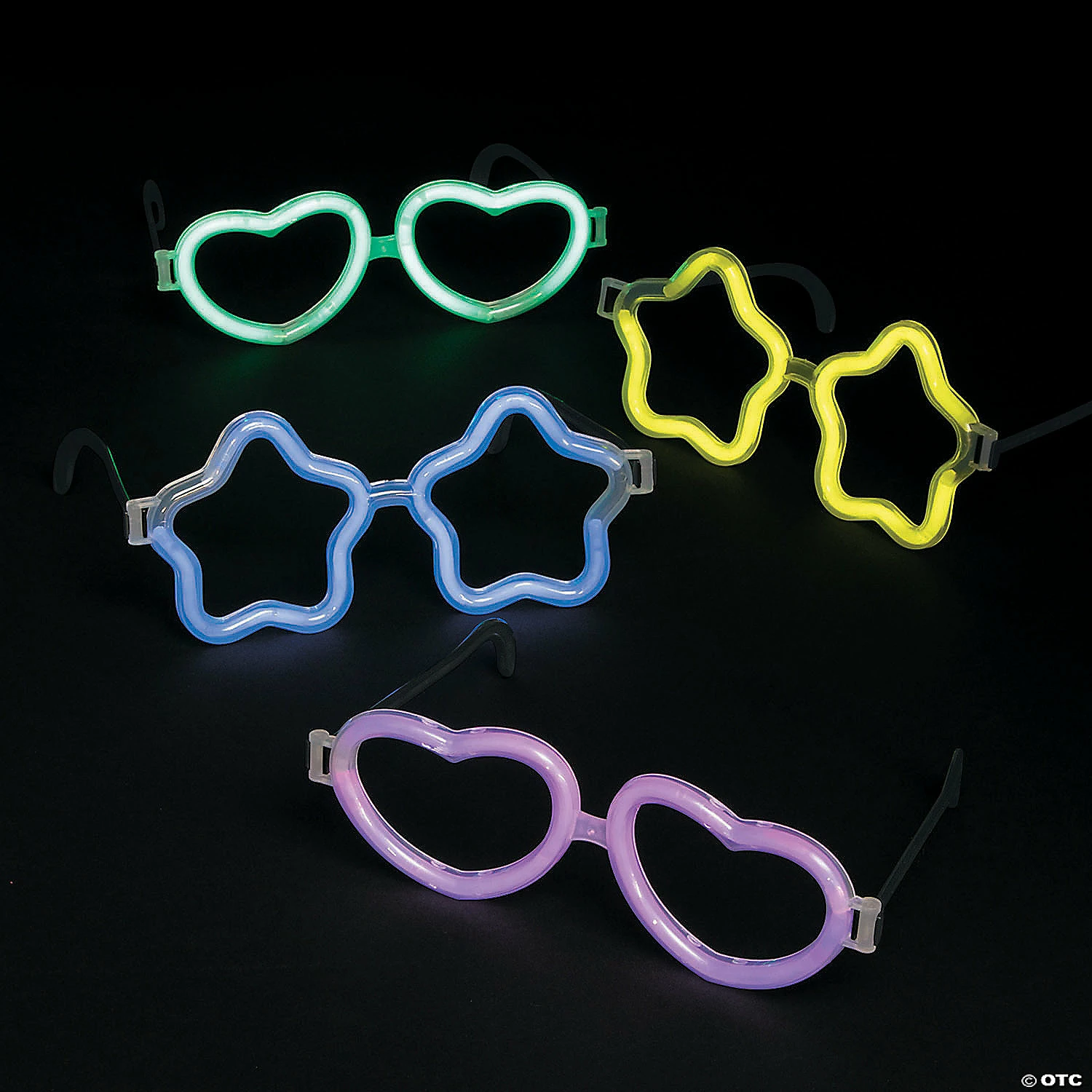 Heart & Star Glow Glasses - 12 Pc. 1 Heart & Star Glow Glasses - 12 Pc.