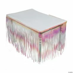 Iridescent Fringe Plastic Table Skirt