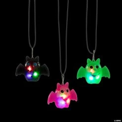 Light-Up Halloween Bat Necklaces - 12 Pc.