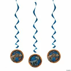 Paper Jurassic World™ Hanging Swirl Decorations - 3 Pc.