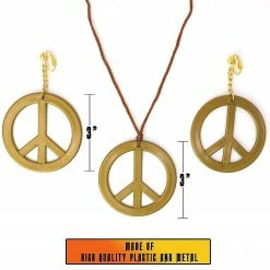 Peace Earrings and Necklace - 1960's Hippie Costume Accessories Jewelry - 1 Set -Halloween Costumes Trunk or Treat Shop peace earrings and necklace 1960s hippie costume accessories jewelry 1 set14211991 a02NOWA