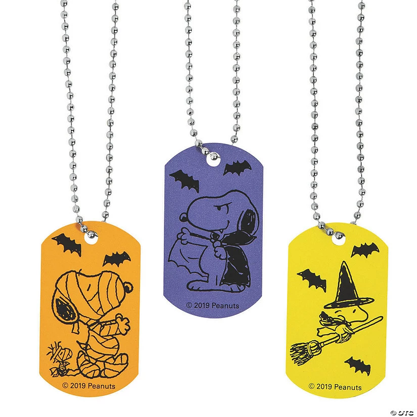 Peanuts® Halloween Dog Tag Necklaces - 12 Pc. 1 Peanuts® Halloween Dog Tag Necklaces - 12 Pc.