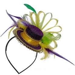 Purple Top Hat Headband - Mardi Gras Mini Hat Dress Up Hair Costume Accessories Head Band for Women and Children