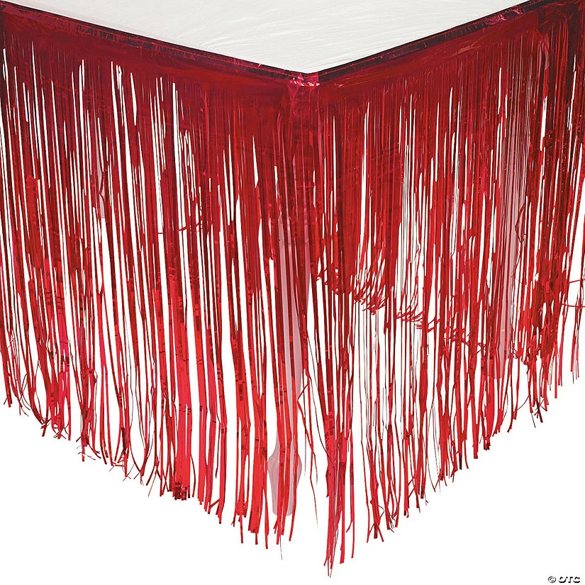 Metallic Fringe Plastic Table Skirt 1 Metallic Fringe Plastic Table Skirt