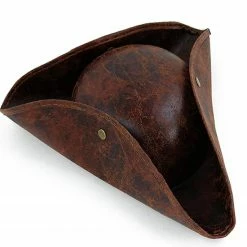 Skeleteen Faux Leather Pirate Hat - Brown Distressed Leather Colonial Style Tricorn Hat -Halloween Costumes Trunk or Treat Shop skeleteen faux leather pirate hat brown distressed leather colonial style tricorn hat14238694 a02NOWA