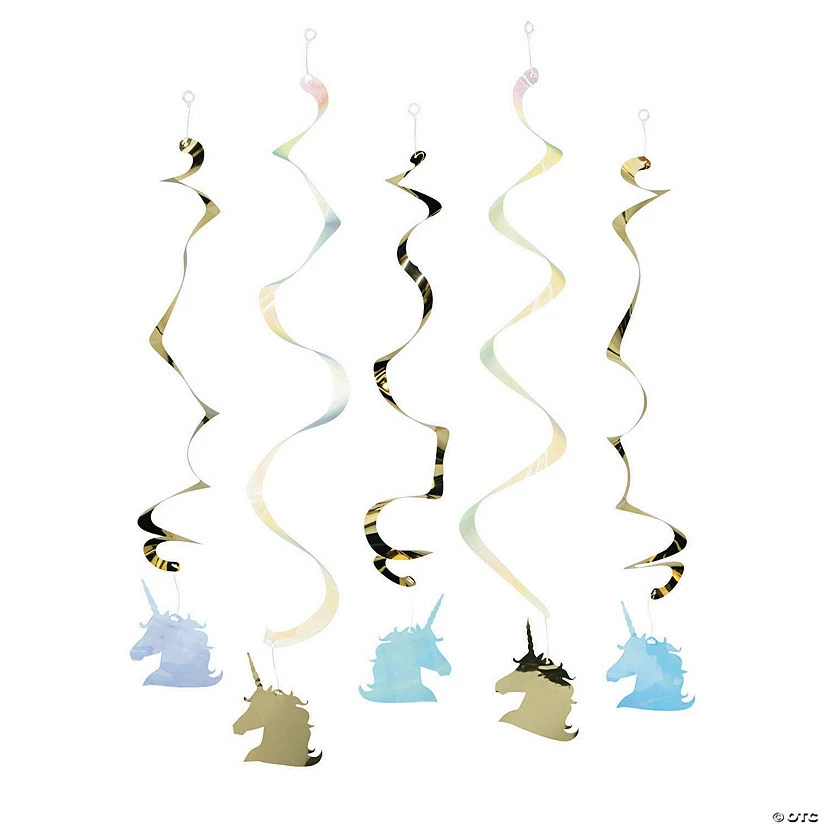 Sparkle Unicorn Hanging Swirl Decorations - 5 Pc. 1 Sparkle Unicorn Hanging Swirl Decorations - 5 Pc.