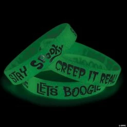 White Glow-in-the-Dark Halloween Rubber Bracelets - 12 Pc.